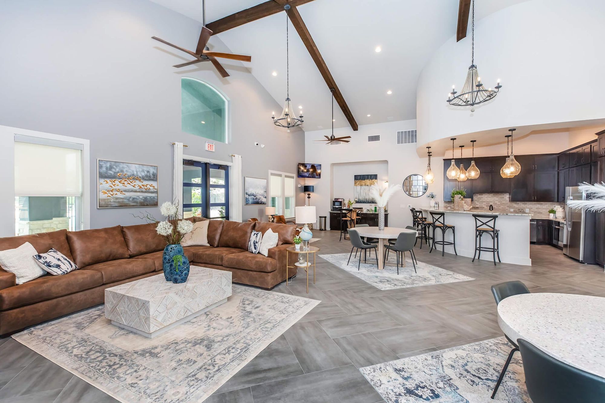 Resident lounge with kitchen and seating